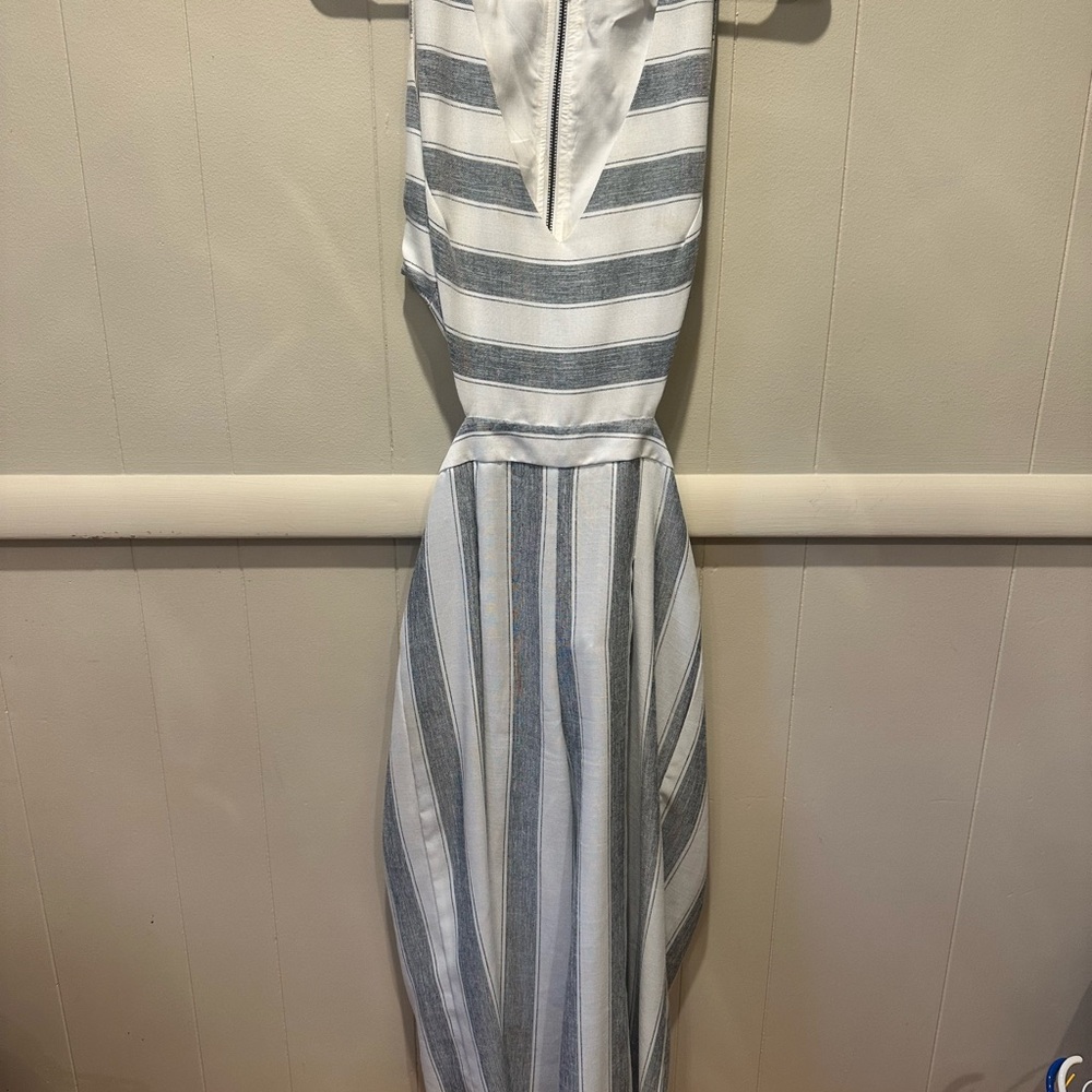 L'ATISTE White and Blue Halter Sundress